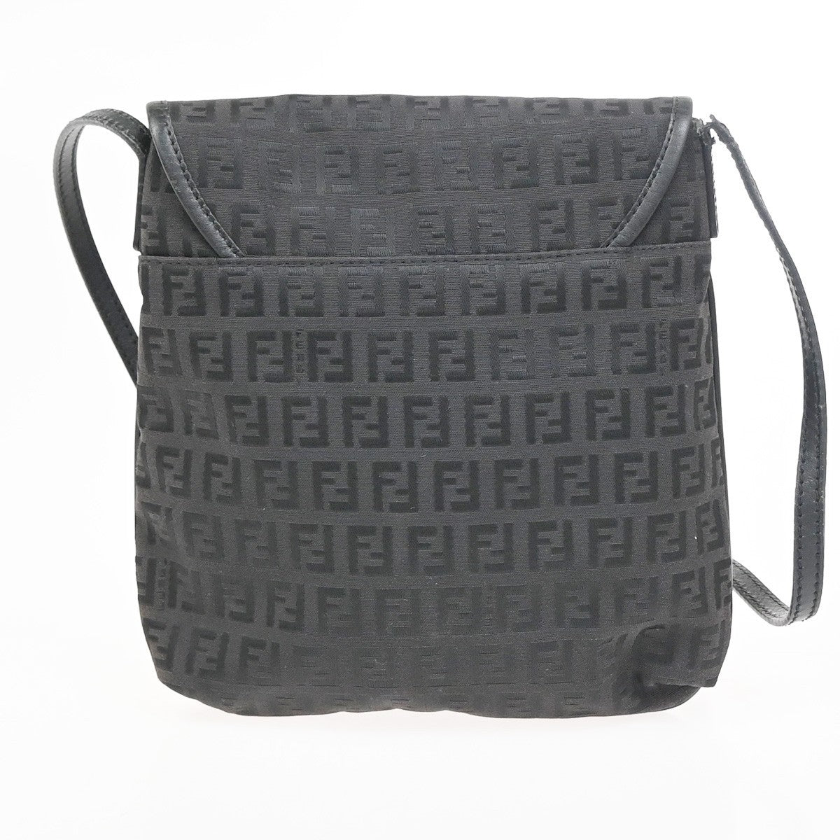 FENDI Zuccino Shoulder Cossbody Bag Canvas Leather Brown Black SHW Italy 36KC904