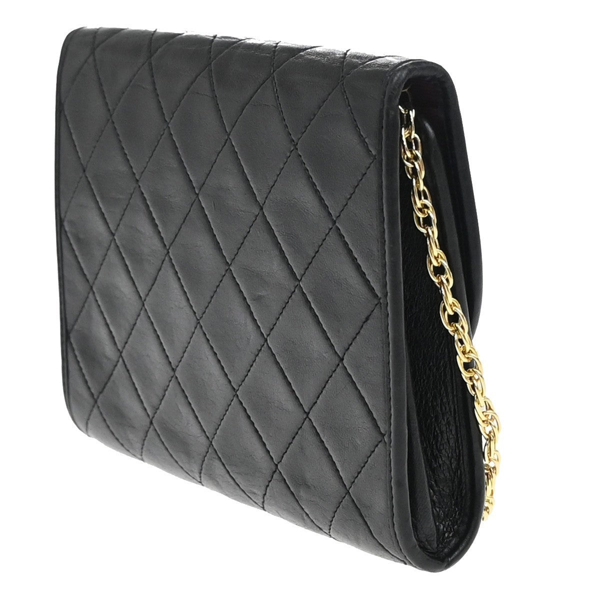 CHANEL CC Logo Mini Matelasse Chain Shoulder Bag Leather Black GHW 44RF695