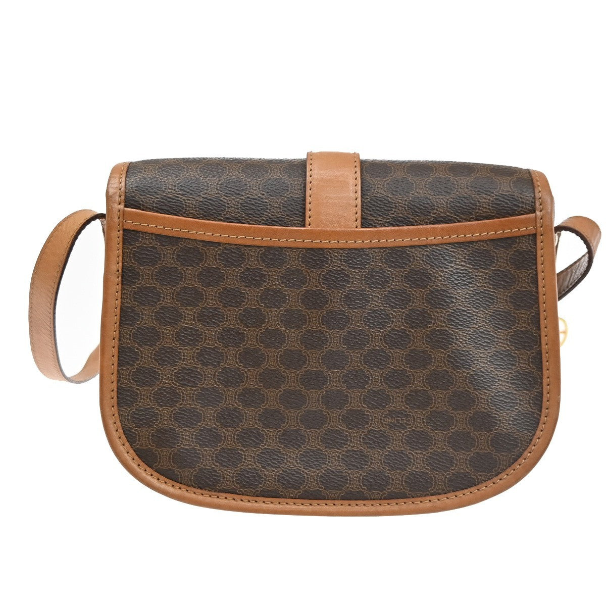 CELINE Logo Macadam Pattern Shoulder Bag PVC Leather Brown GHW Italy 35TA701