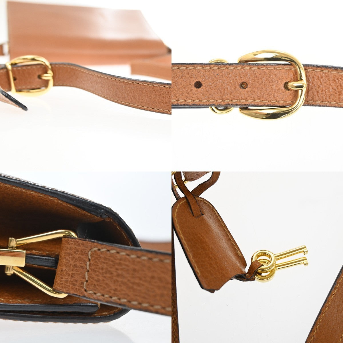 GUCCI Lady Lock Crossbody Shoulder Bag Leather Brown Gold Italy 11TA465
