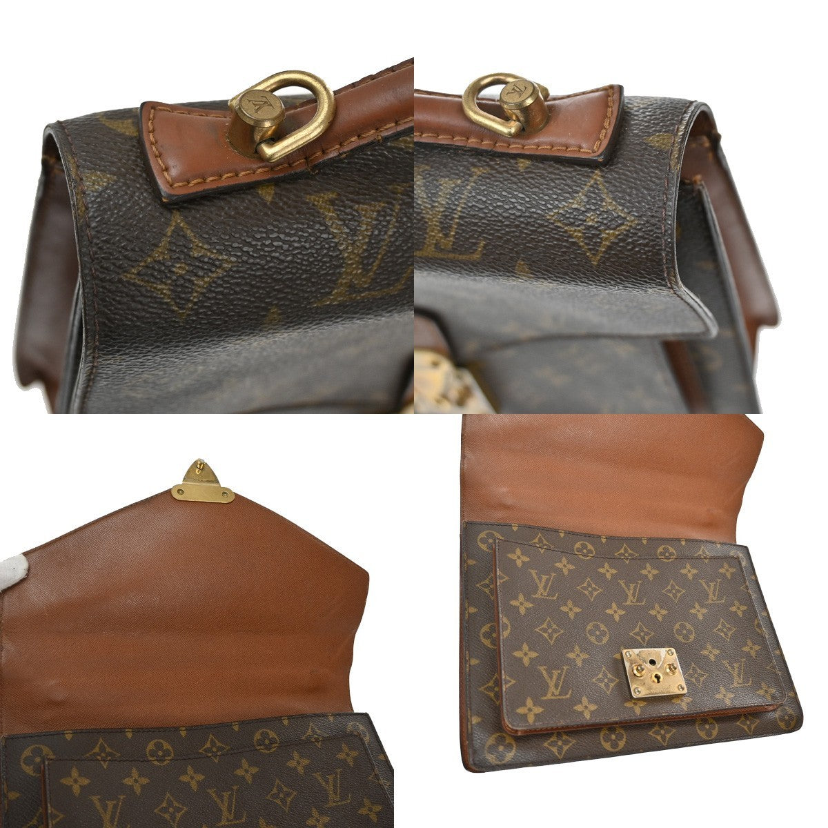 LOUIS VUITTON Monceau 28 Hand Bag Monogram Leather Brown France M51185 39KB573