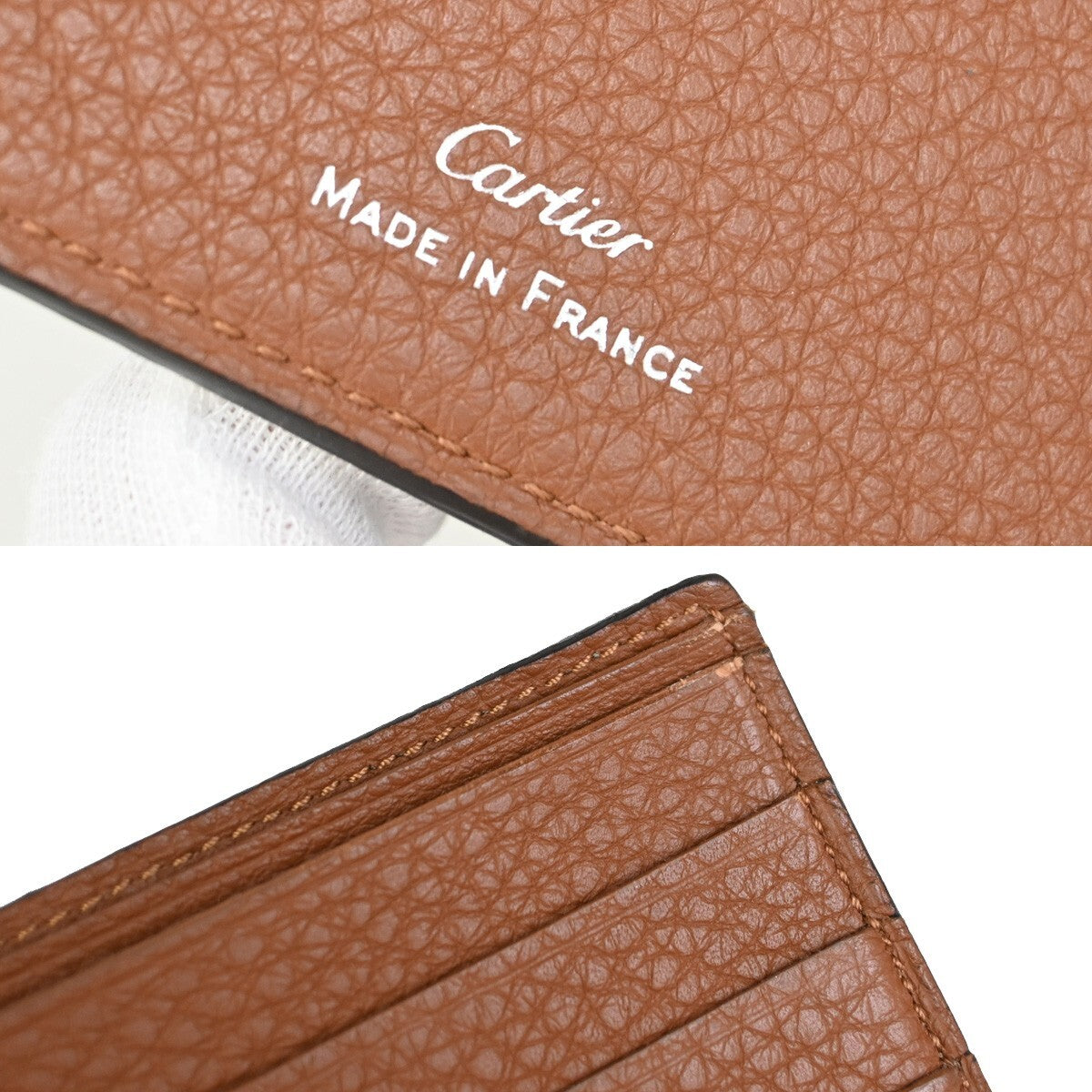 Must De Cartier 2C Logo Bifold Compact Wallet Leather Brown SHW 01EE270
