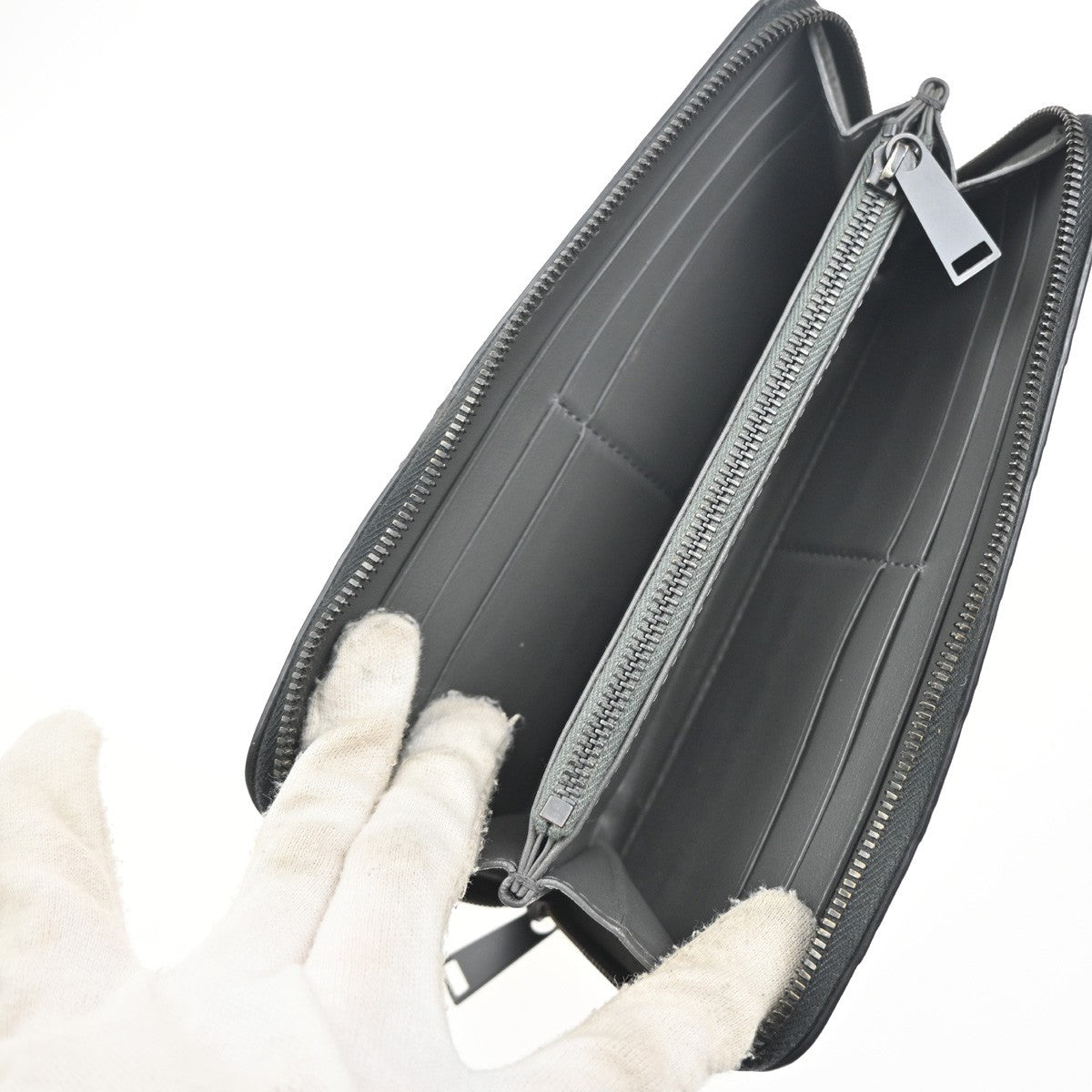 BOTTEGA VENETA Logo Intrecciato Zip Around Long Wallet Leather Black 65KC209