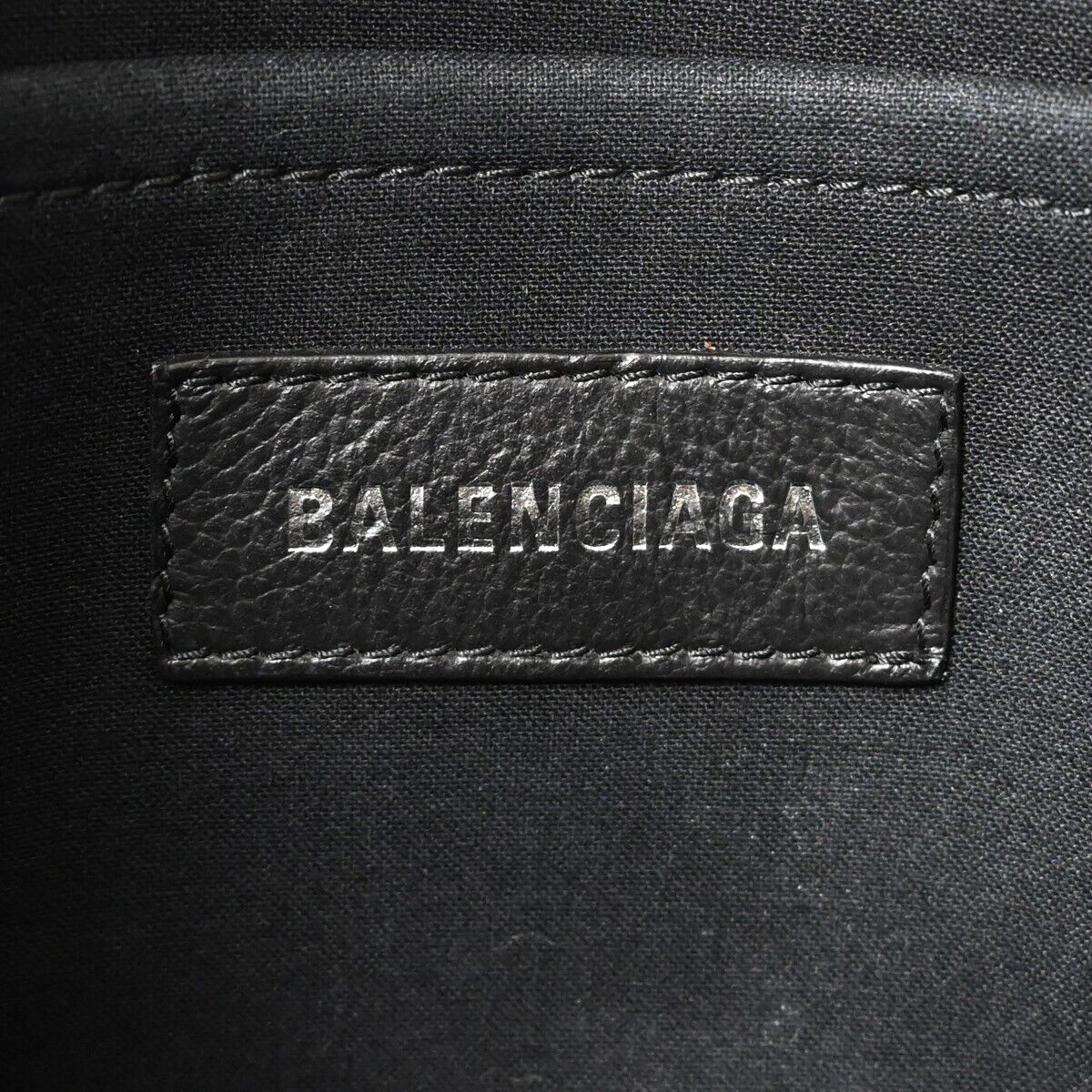 BALENCIAGA Logo Hardware Small Tote Bag Hand Bag Leather Black Italy 18GA901