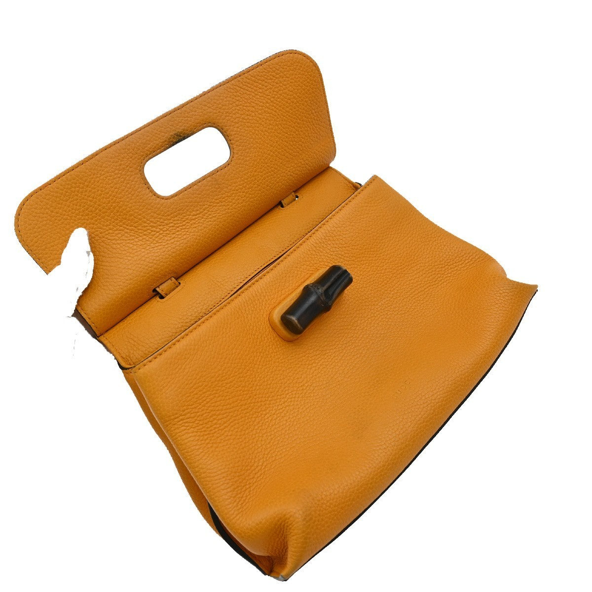 GUCCI GG Logo Daily 2Way Shoulder Hand Bag Bamboo Leather Orange 72KP091