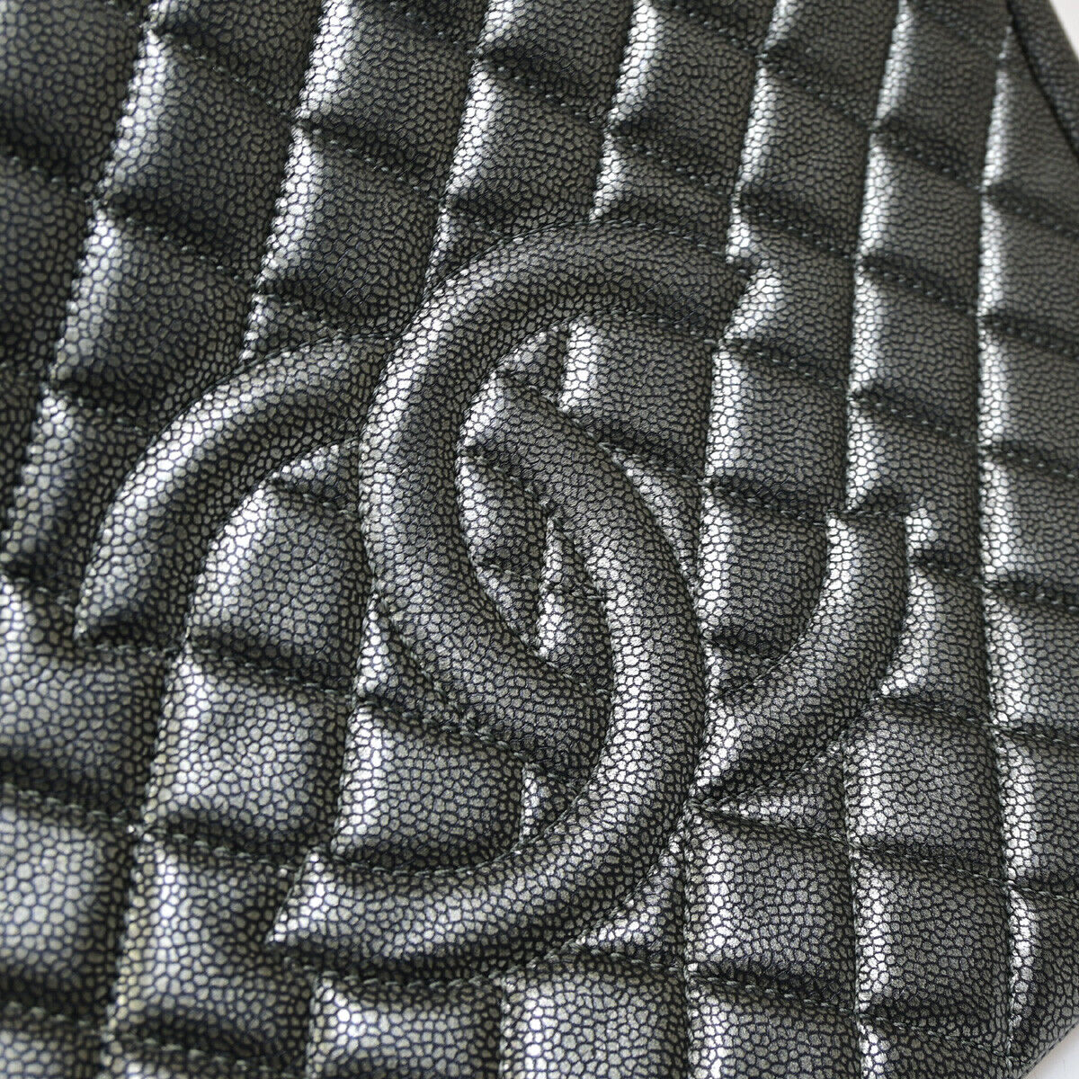 CHANEL CC Logo GST Chain Shoulder Bag Caviar Skin Leather Gray SHW 842RJ900