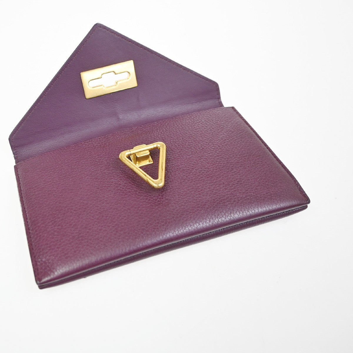 BOTTEGA VENETA Saint Germain Triangle Flap Long Wallet Leather Purple 65CA845