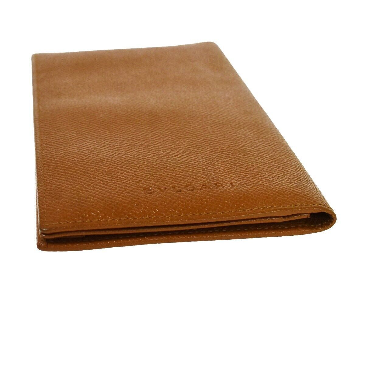 BVLGARI Logo Bifold Long Card Wallet Leather Brown Made In Italy 68AD226