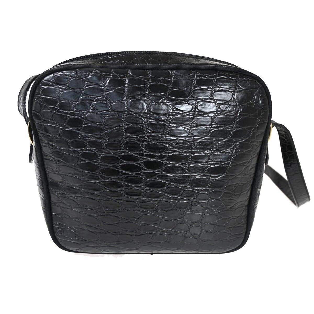SALVATORE FERRAGAMO Vara Crossbody Shoulder Bag Embossing Leather Black 61SH200