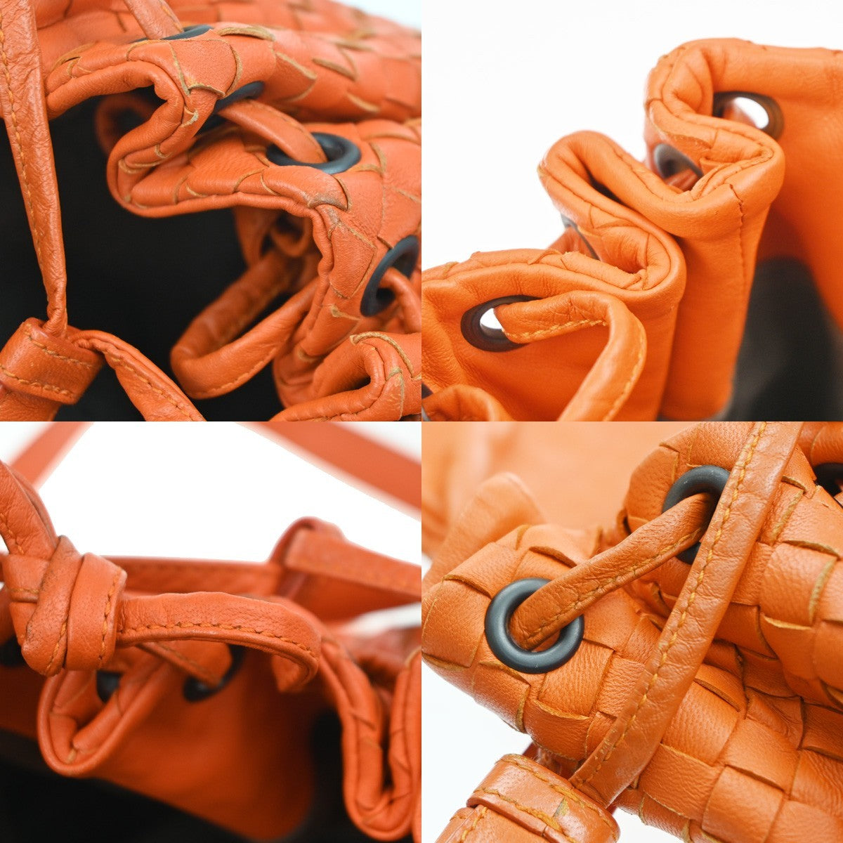 BOTTEGA VENETA Logo Intrecciato Shoulder Hand Bag Leather Orange Italy 95MA530
