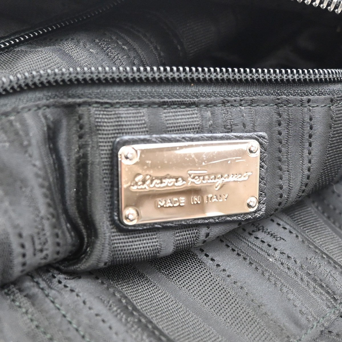 SALVATORE FERRAGAMO Gancini Tote Handbag Leather Black Italy SHW 30KC968