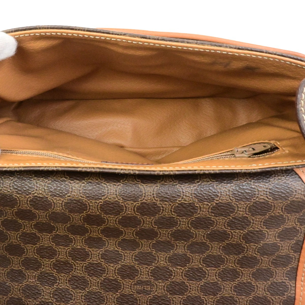 CELINE Logo Macadam Pattern Shoulder Bag PVC Leather Brown GHW Italy 64YH136