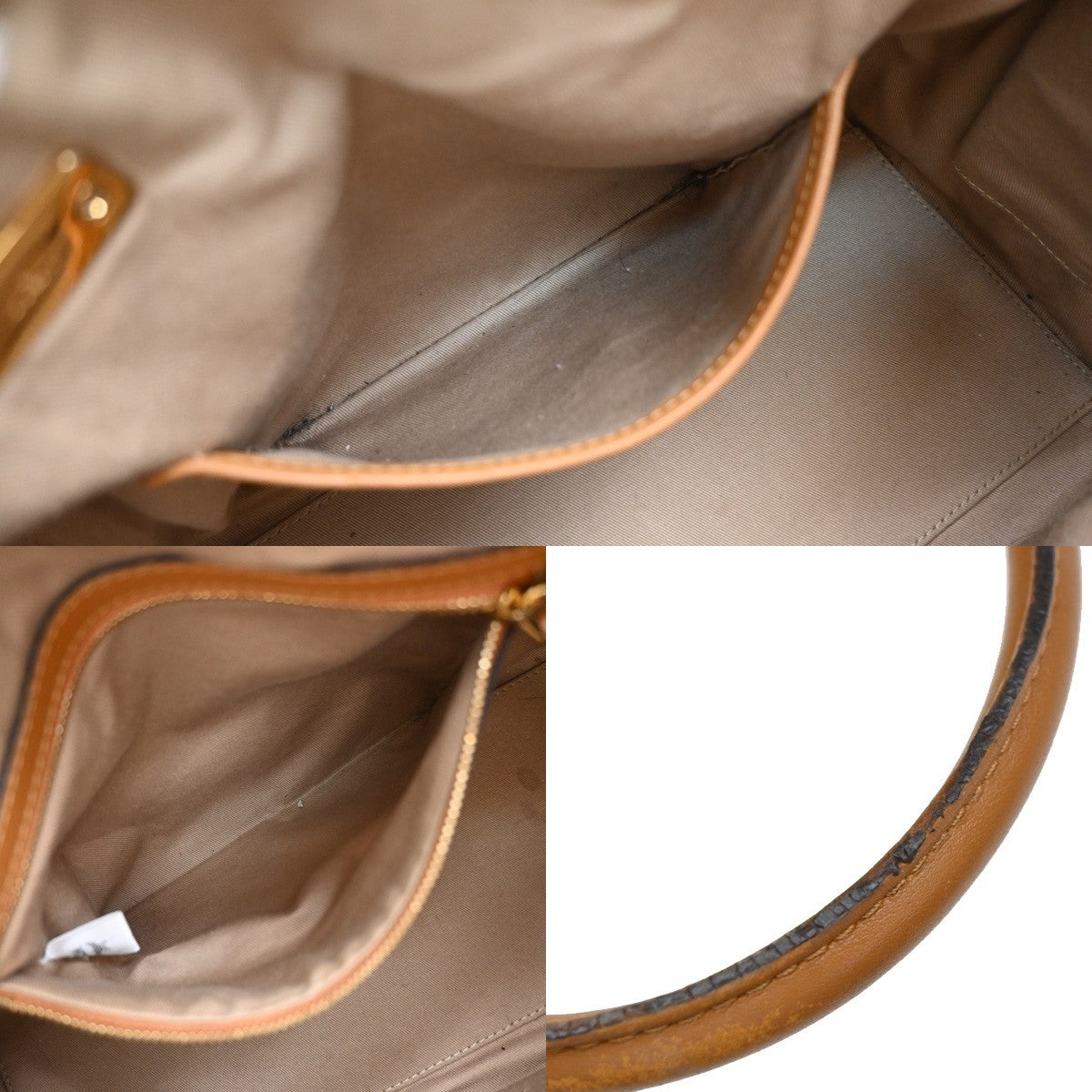 MCM Logo Travel Hand Bag Leather Brown Gold Plated 61EG132