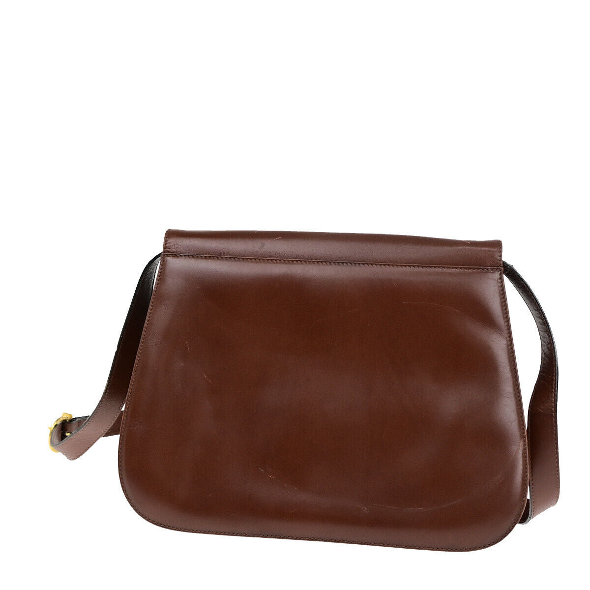 SALVATORE FERRAGAMO Logo Gancini Shoulder Bag Leather Brown GHW Italy 67YE859