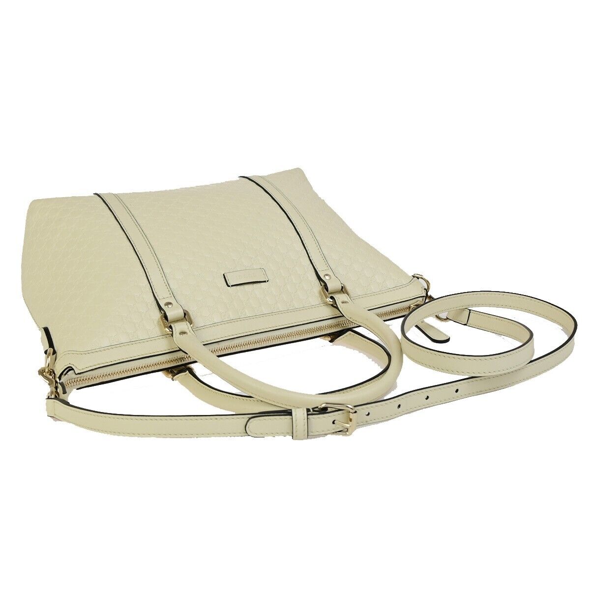 GUCCI Micro GG Guccissima 2Way Shoulder Hand Bag Leather White Italy 23ED010