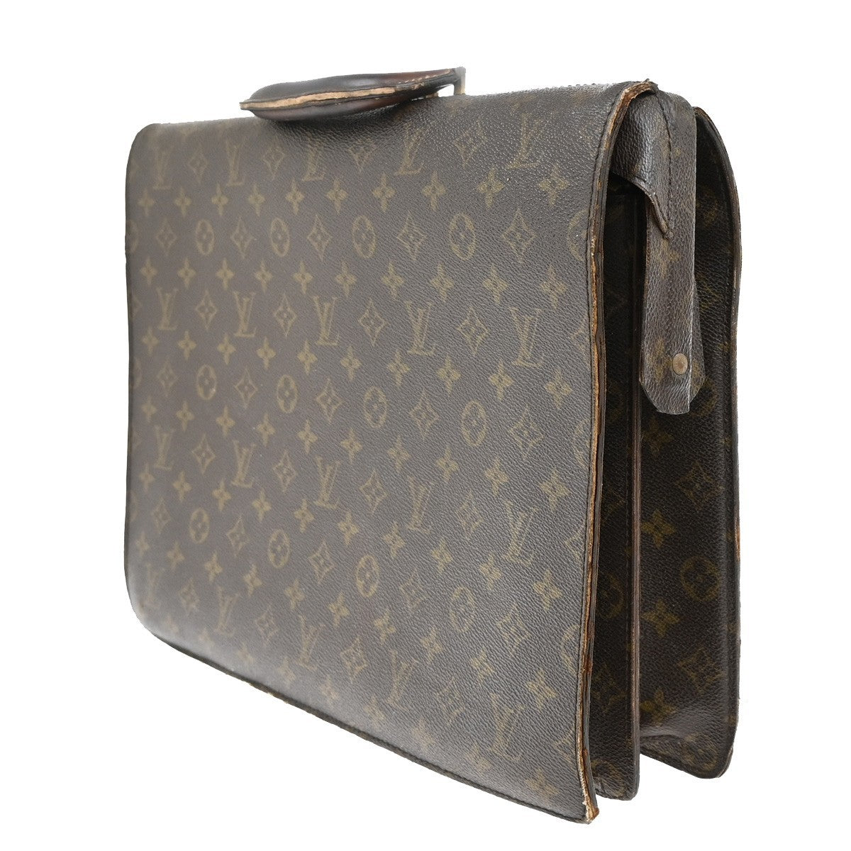 LOUIS VUITTON Serviette Fermoir Business Hand Bag Monogram Brown M53305 02KB490