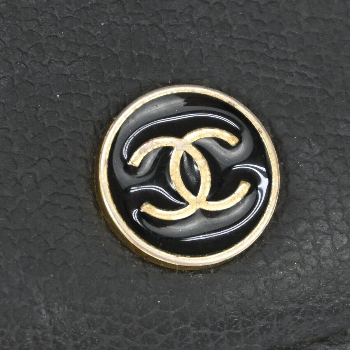CHANEL CC Logo Long Bifold Wallet Purse Leather Black GHW Made in Spain 60EA118