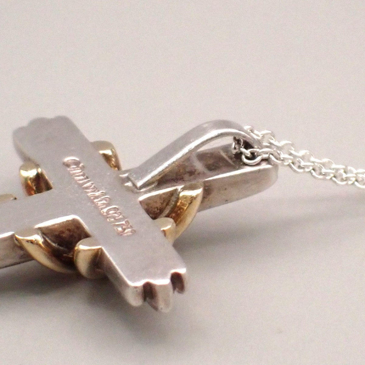 Tiffany & Co. Signature Cross Chain Necklace Pendant Silver 925/Gold 750 67TA461
