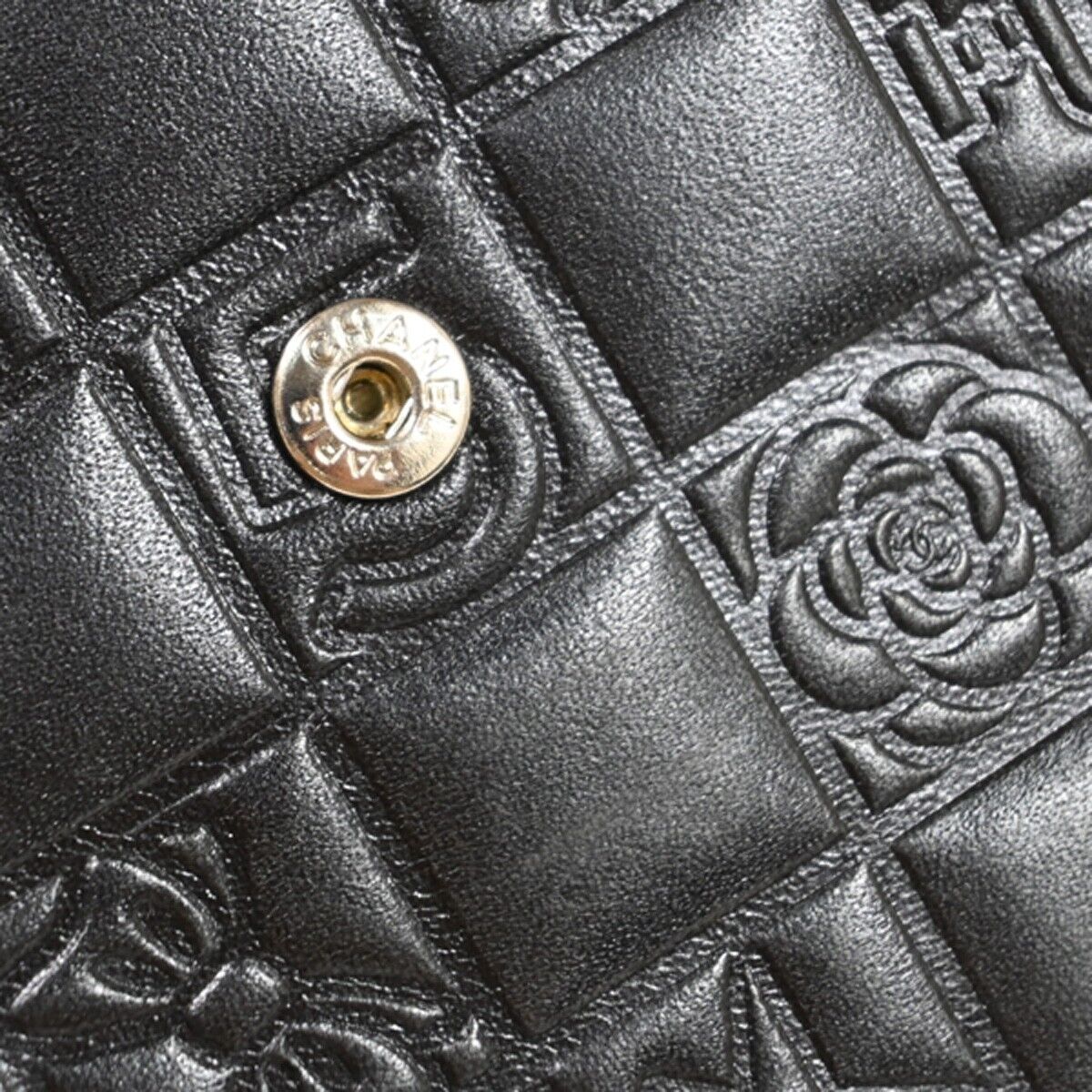 CHANEL CC Logo Icon Long Bifold Wallet Purse Leather Black SHW Italy 82RJ306