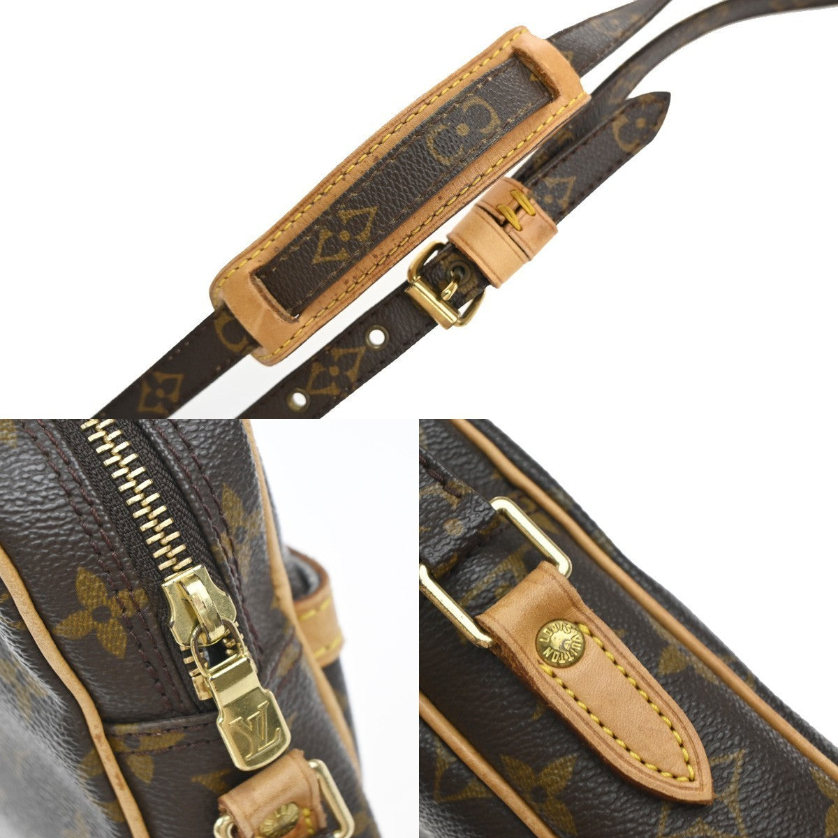 LOUIS VUITTON Danube Shoulder Bag Monogram Leather Brown France M45266 34EG291