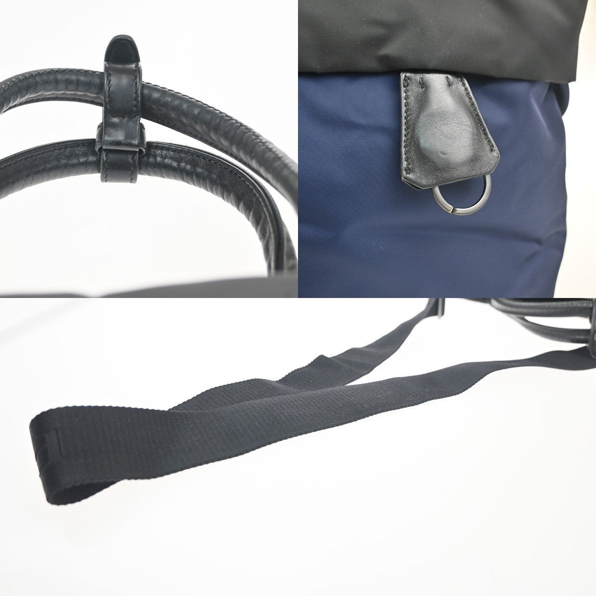 PRADA Tessuto Bicolor 2Way Shoulder Hand Bag Nylon Leather Black Blue 77KC624