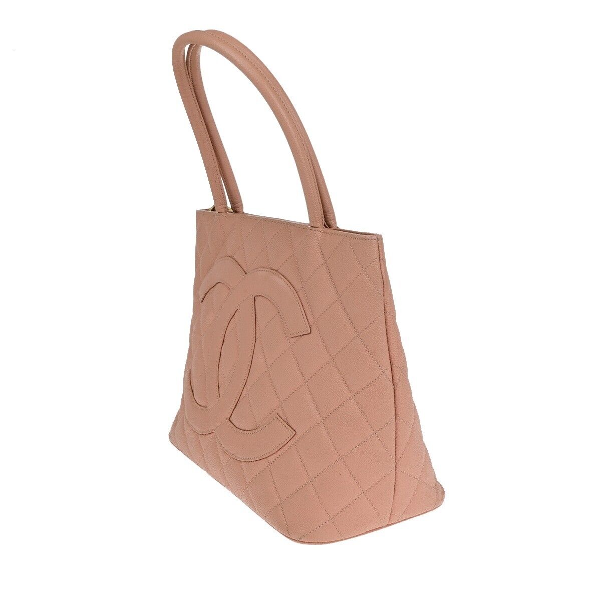CHANEL CC Logo Medallion Shoulder Tote Bag Caviar Skin Leather PK GHW 691RJ822