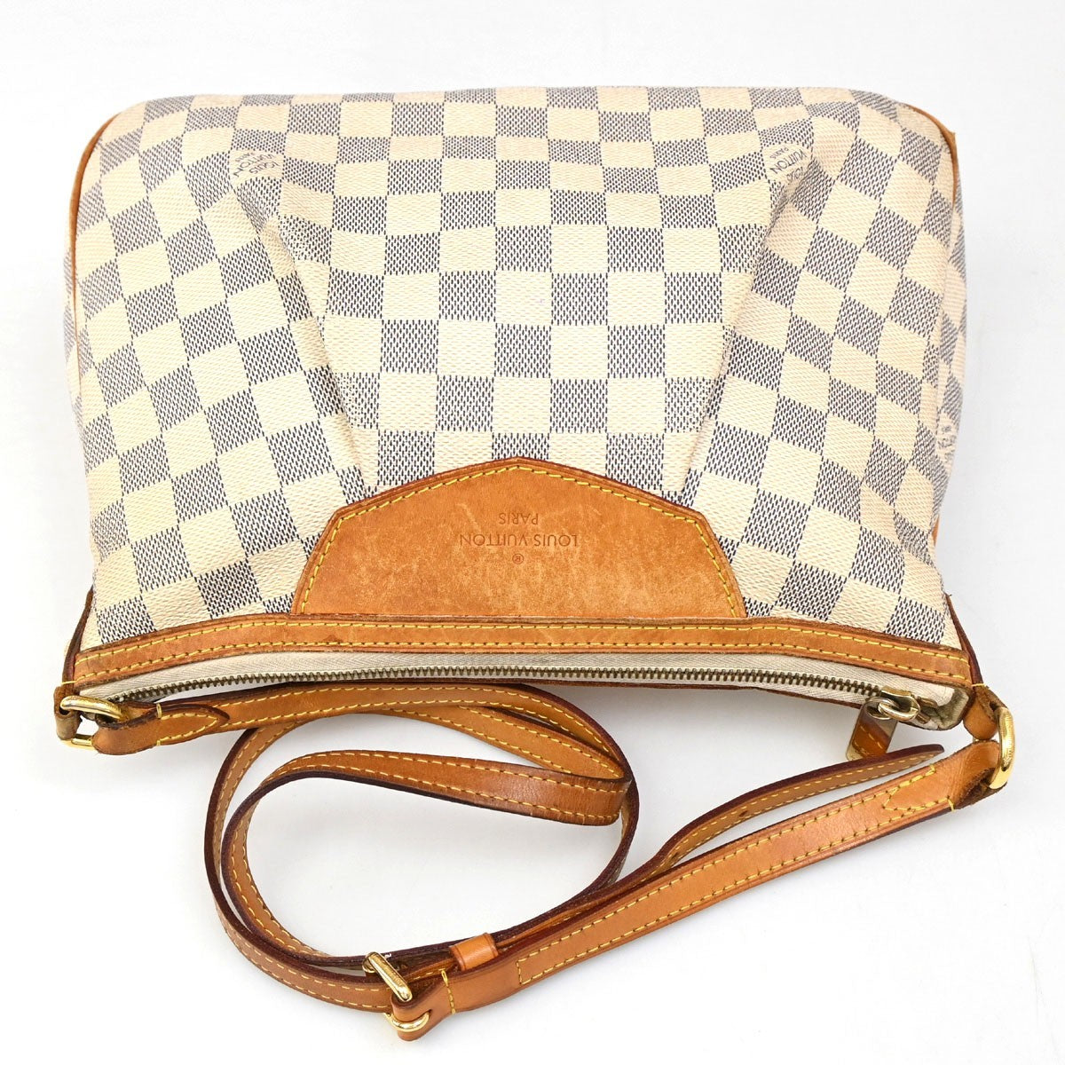 LOUIS VUITTON Siracusa PM Shoulder Bag Damier Azur Leather White N41113 70CA220