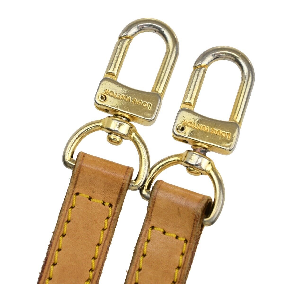 LOUIS VUITTON Logo Shoulder Strap Leather Brown Gold Bag Accessory 60EB696