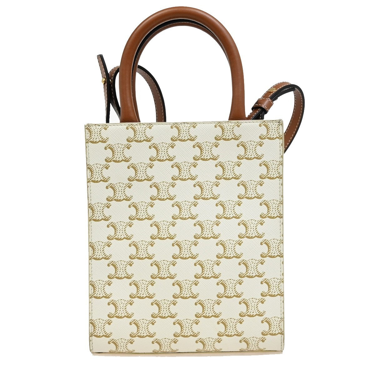 CELINE Mini Vertical Cabas 2Way Hand Bag Triomphe Canvas Leather WE BN 46RF271