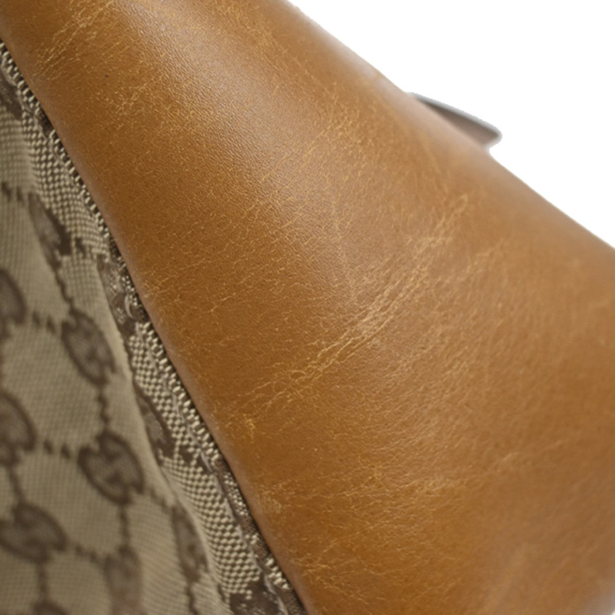 GUCCI Logo GG Monogram Canvas Leather Tote Bag Brown Italy 61CA074