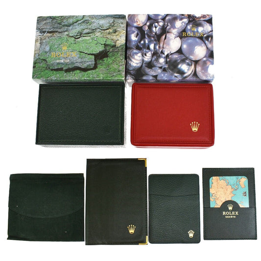 ROLEX Card Case Wrist Watch Jewelry Box Luxury Case 6 Set Leather GN Red 66YA224