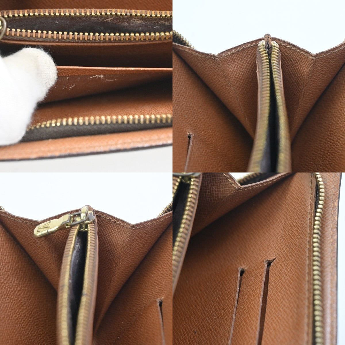 LOUIS VUITTON LV Logo 2 Set Zipper Wallet Monogram Damier Leather Brown 64KC511