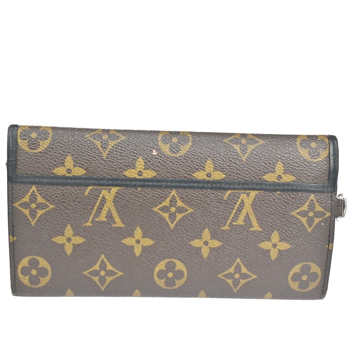 LOUIS VUITTON Long Trifold Wallet Purse Monogram Macassar Brown M60168 64GA626