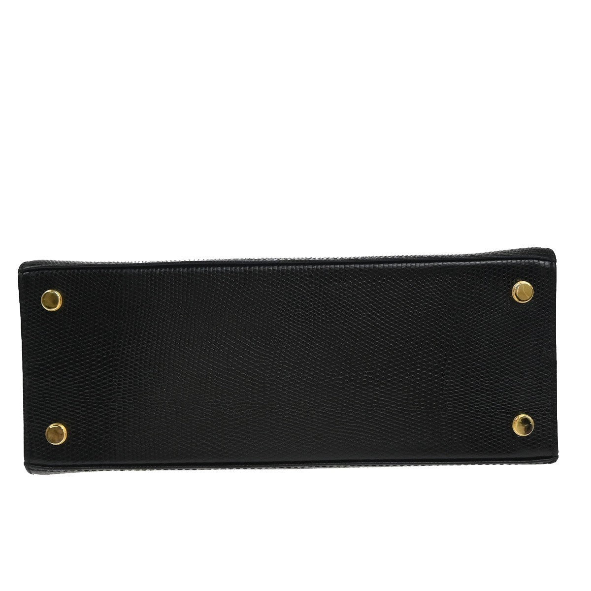 SALVATORE FERRAGAMO Logo Vara Hand Bag Embossing Leather Black Gold 62EG282