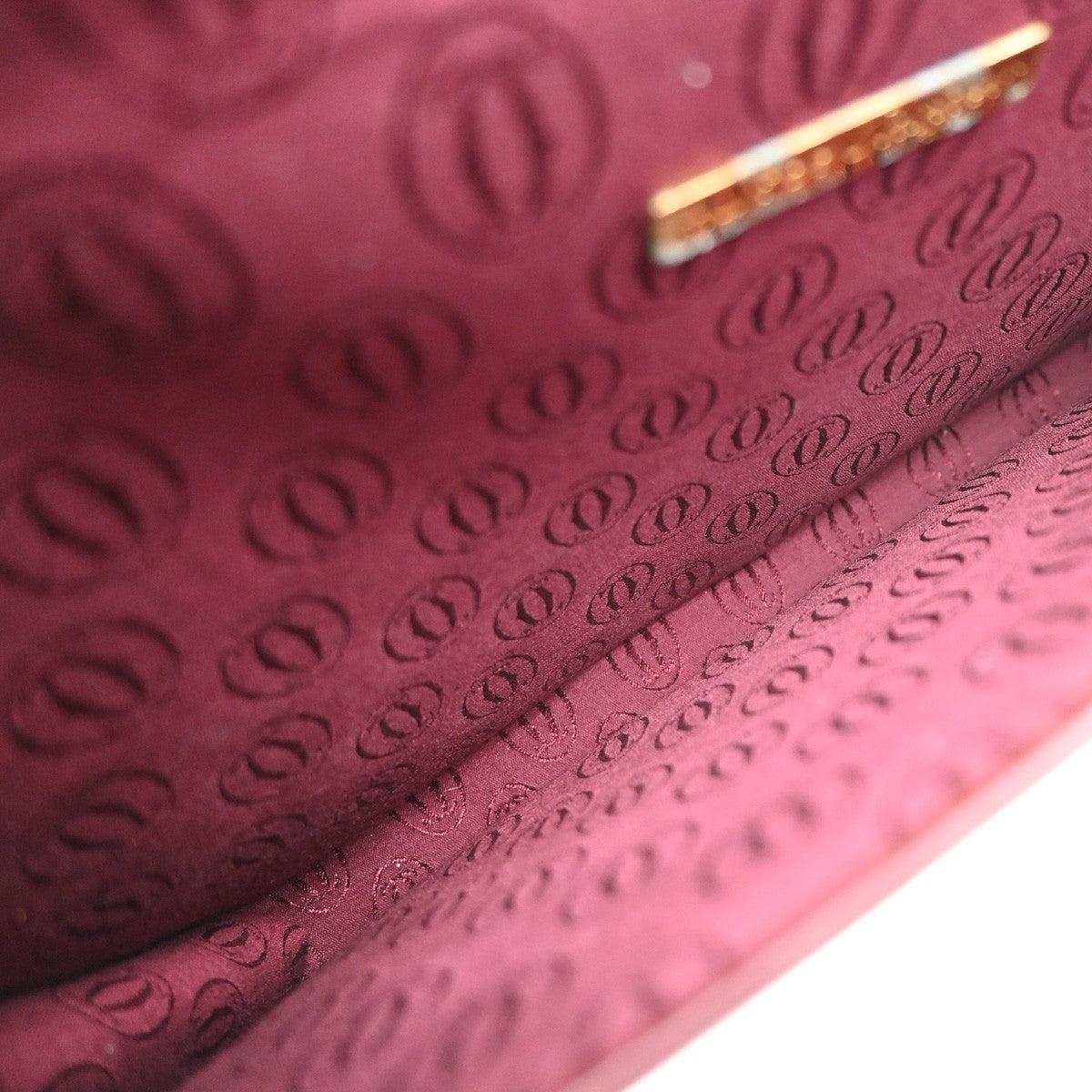 CARTIER Logo Must Line Clutch Hand Bag Leather Red Burgundy GHW 09MA544