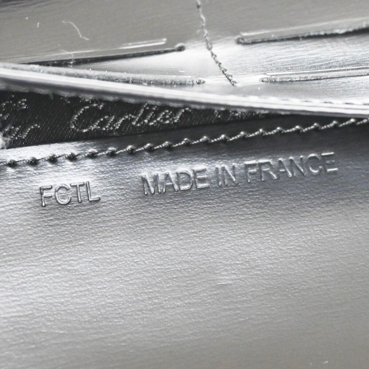 CARTIER 2C Logo Bifold Wallet Purse Leather Black Silver Made in France 69GA852