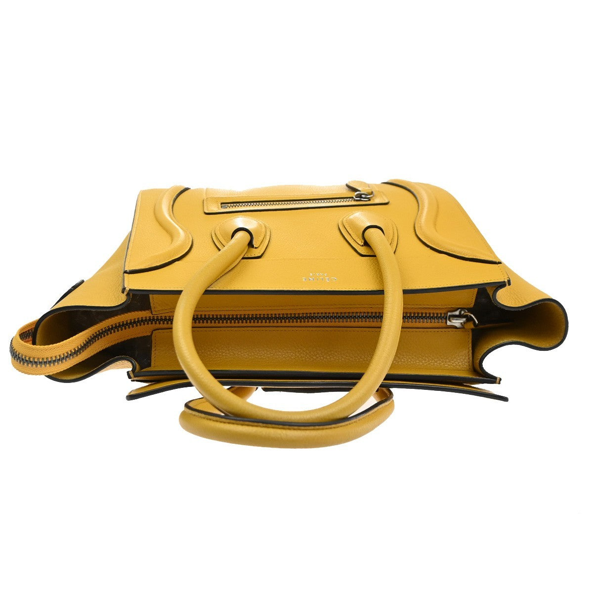 CELINE Luggage Micro Top Handle Tote Hand Bag Leather Yellow SHW Italy 667RL904