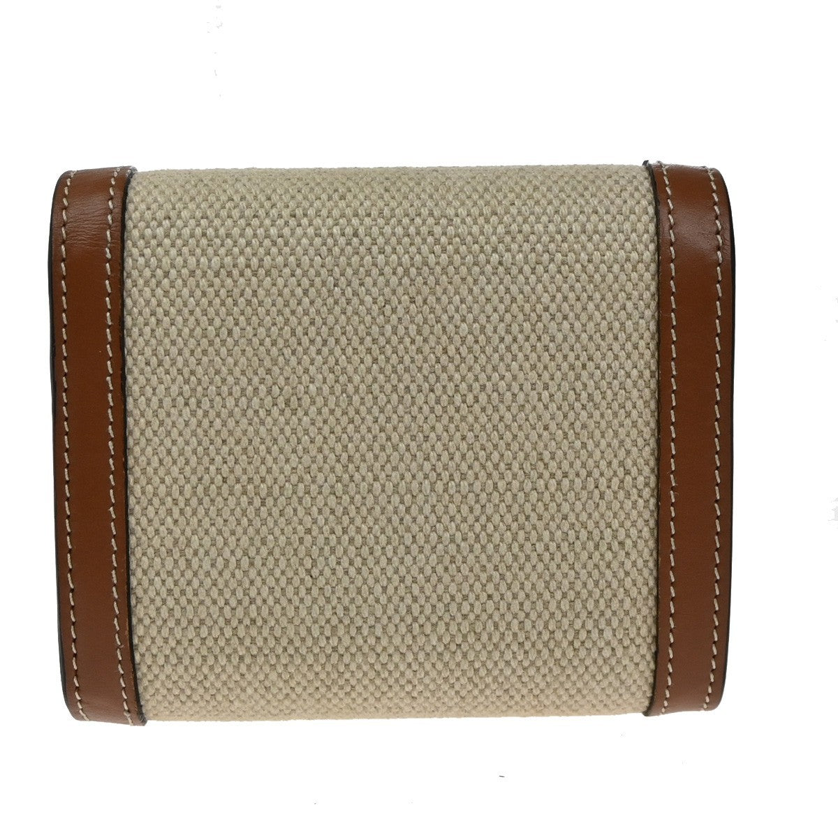 CELINE Triomphe Small Trifold Wallet Purse Canvas Leather Brown BE GHW 87RL411