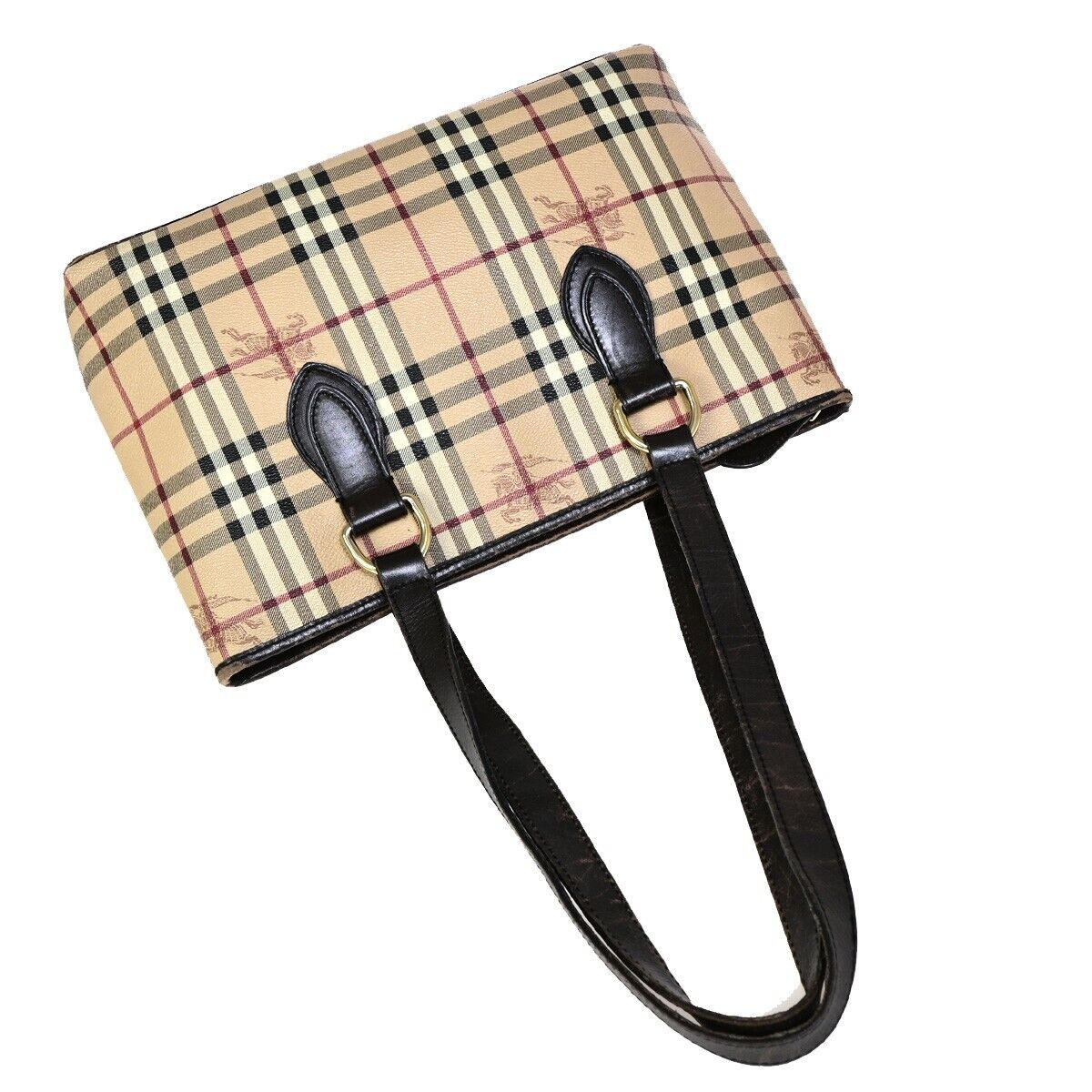 BURBERRY Logo Nova Check Shoulder Tote Bag Canvas Leather Beige Brown 67SJ006