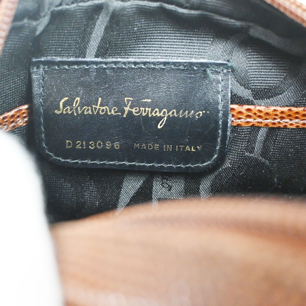 SALVATORE FERRAGAMO Vara Mini Shoulder Bag Embossing Leather Brown GHW 62YD180