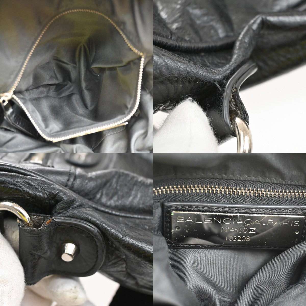BALENCIAGA Logo Shoulder Hand Messenger Bag Leather Canvas Black 15CB003