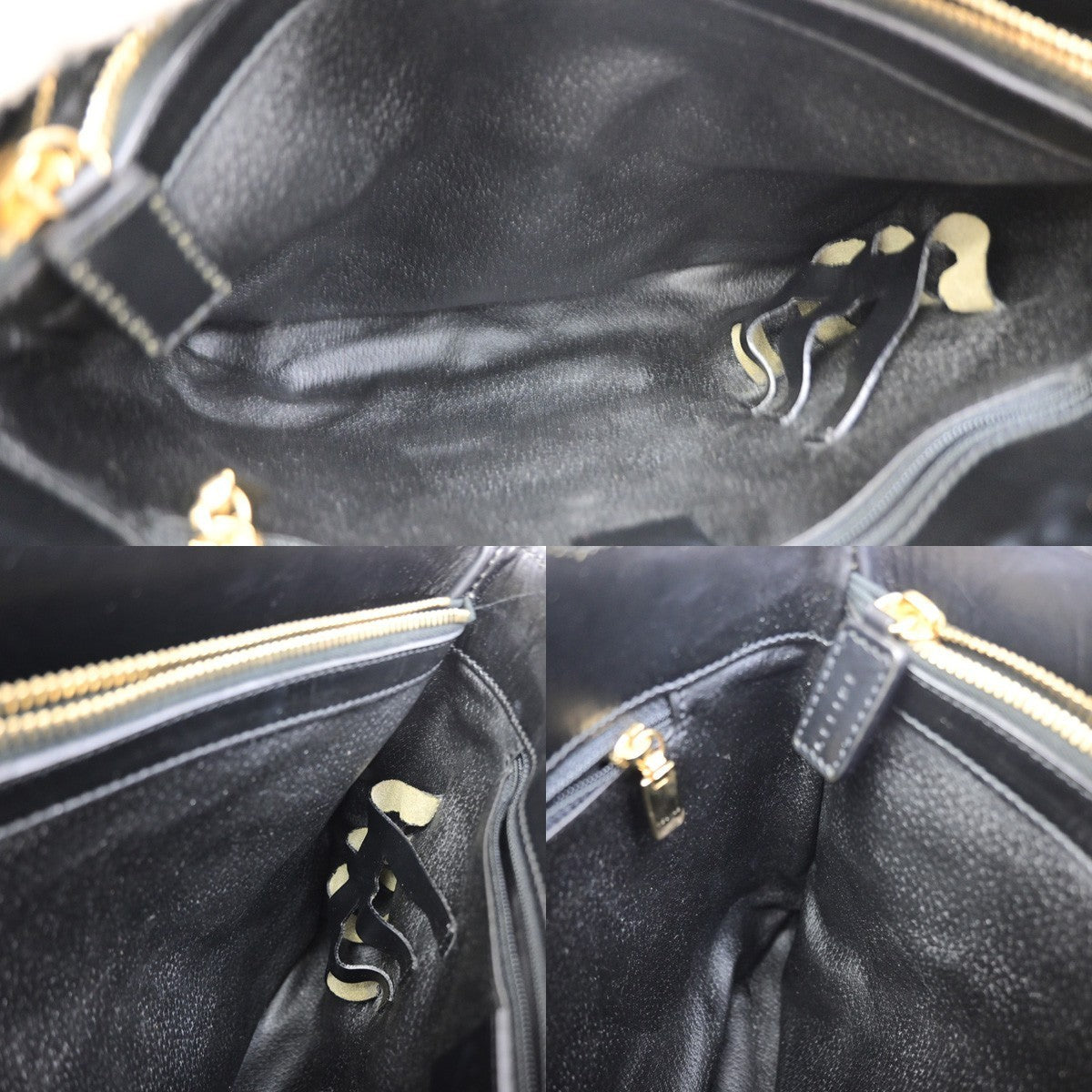 CELINE Logo Macadam Pattern Hand Bag PVC Leather Black GHW Italy 86KD118