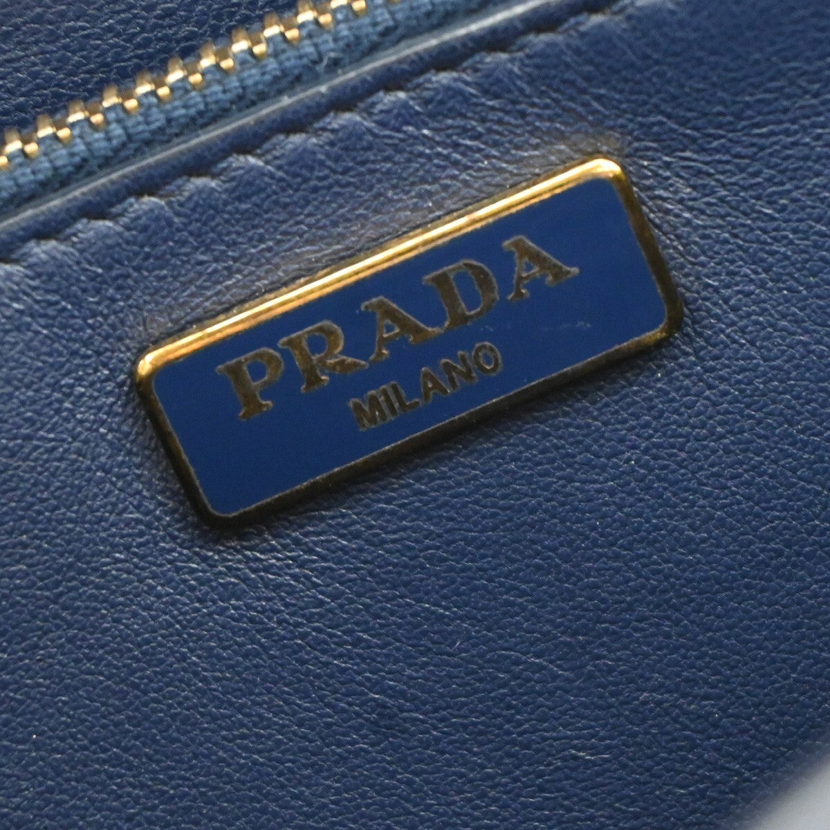 PRADA MILANO Logo Bow 2Way Shoulder Clutch Bag Saffiano LUX Leather Blue 87RF248