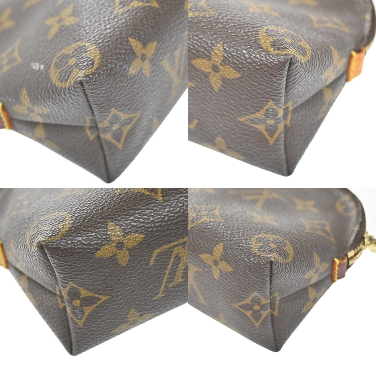 LOUIS VUITTON Logo Pochette Cosmetic Pouch Monogram Leather Brown M47515 05YH998