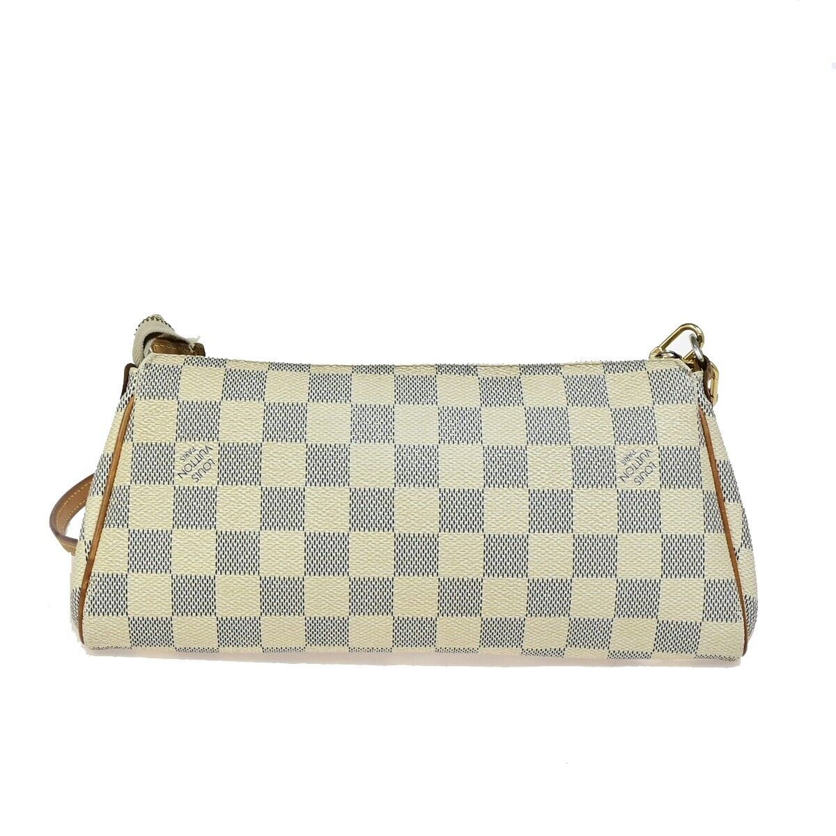 LOUIS VUITTON Eva Chain Shoulder Bag Damier Azur Leather White N55214 27FA678