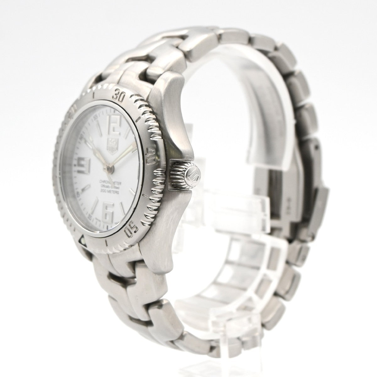 TAG HEUER Link Date Watch 35mm WT5211 Chronograph AT White Dial SS 10LC595