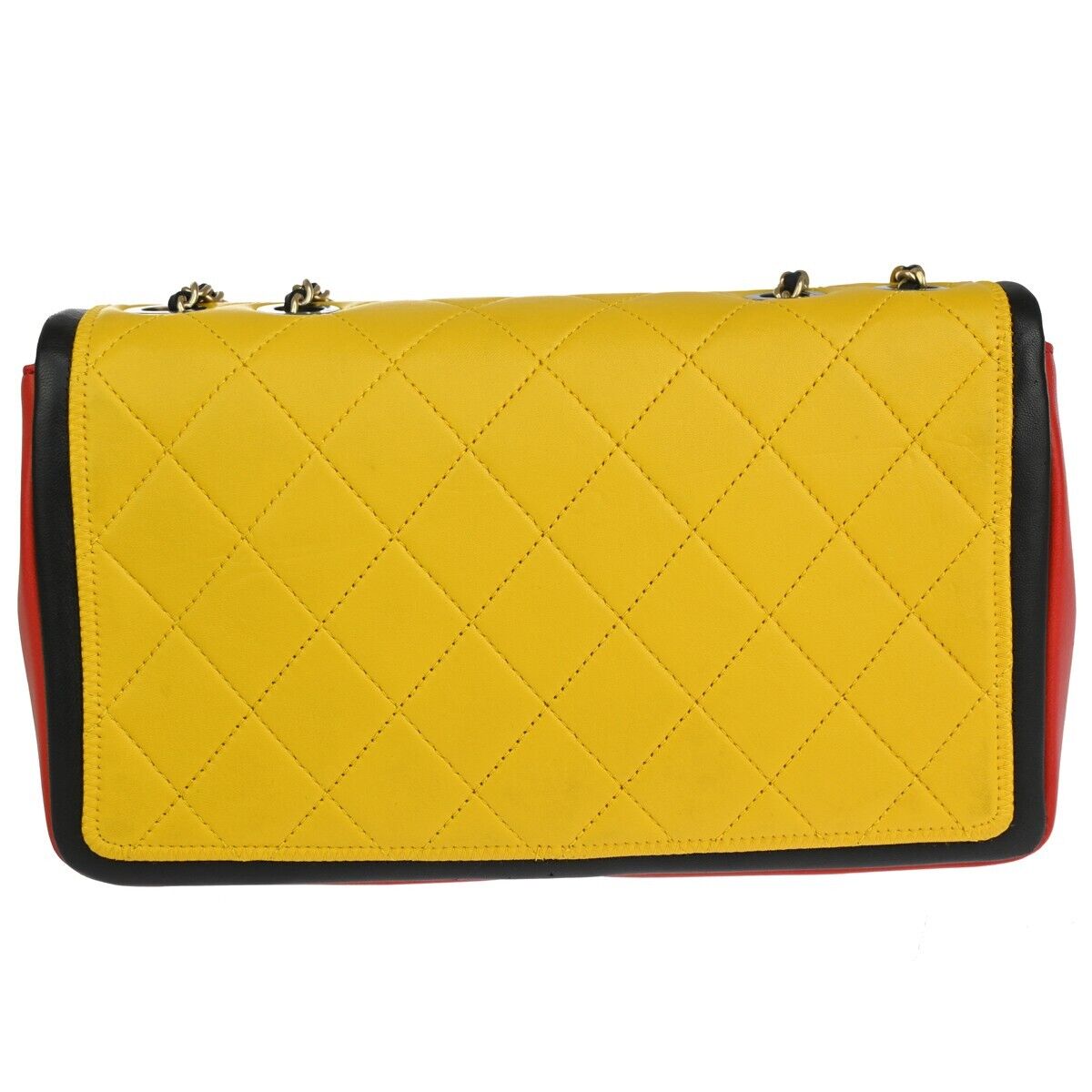 CHANEL Multicolor Matelasse Flap Chain Shoulder Bag Leather BK BE RD YW 730RJ623