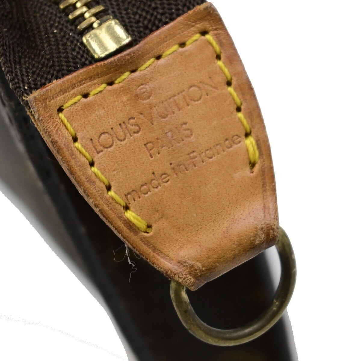 LOUIS VUITTON LV Logo Bucket GM Pouch Bag Monogram Leather Brown Gold 02ED153