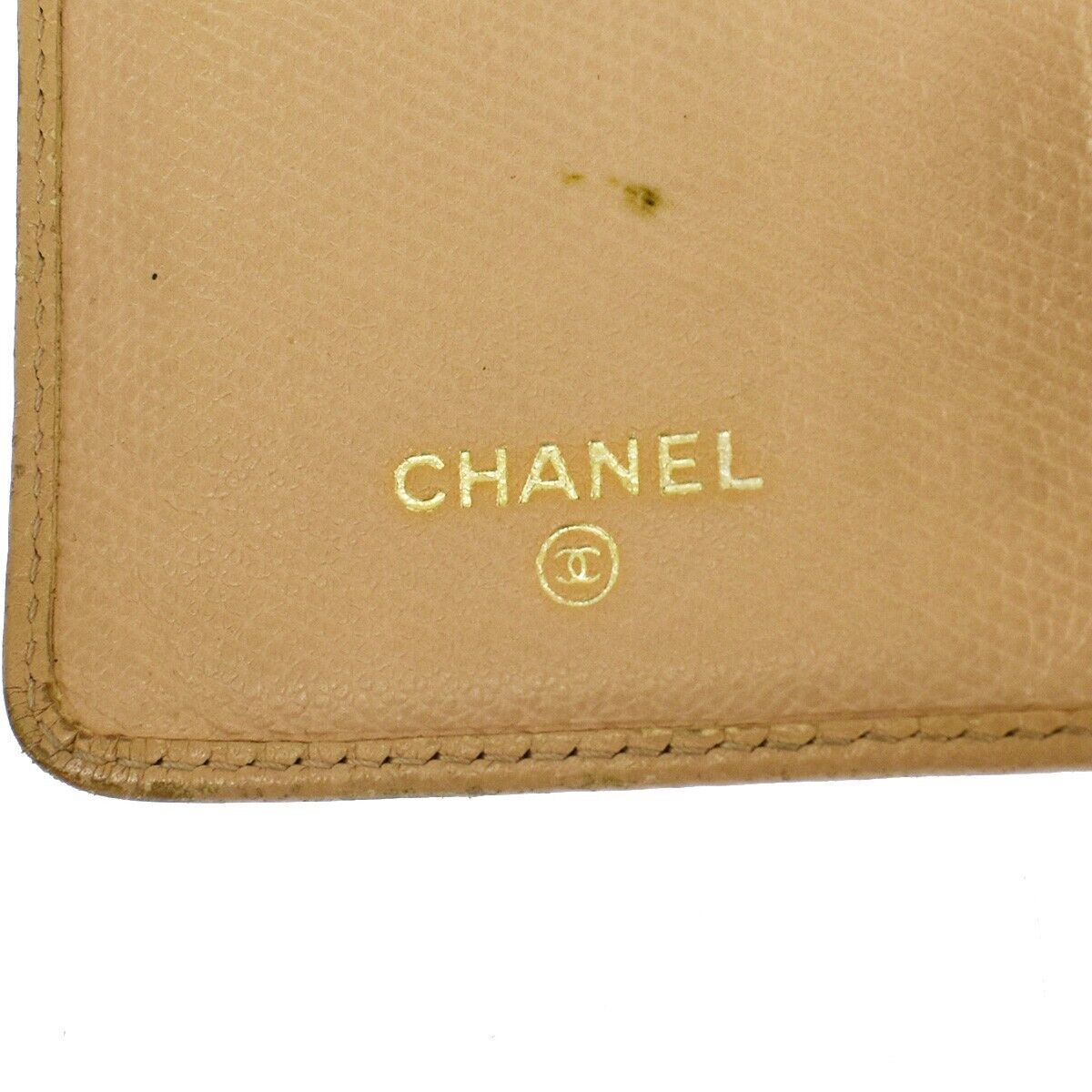 CHANEL CC Logo Long Bifold Wallet Purse Leather Beige Gold-Plated Italy 02GA651