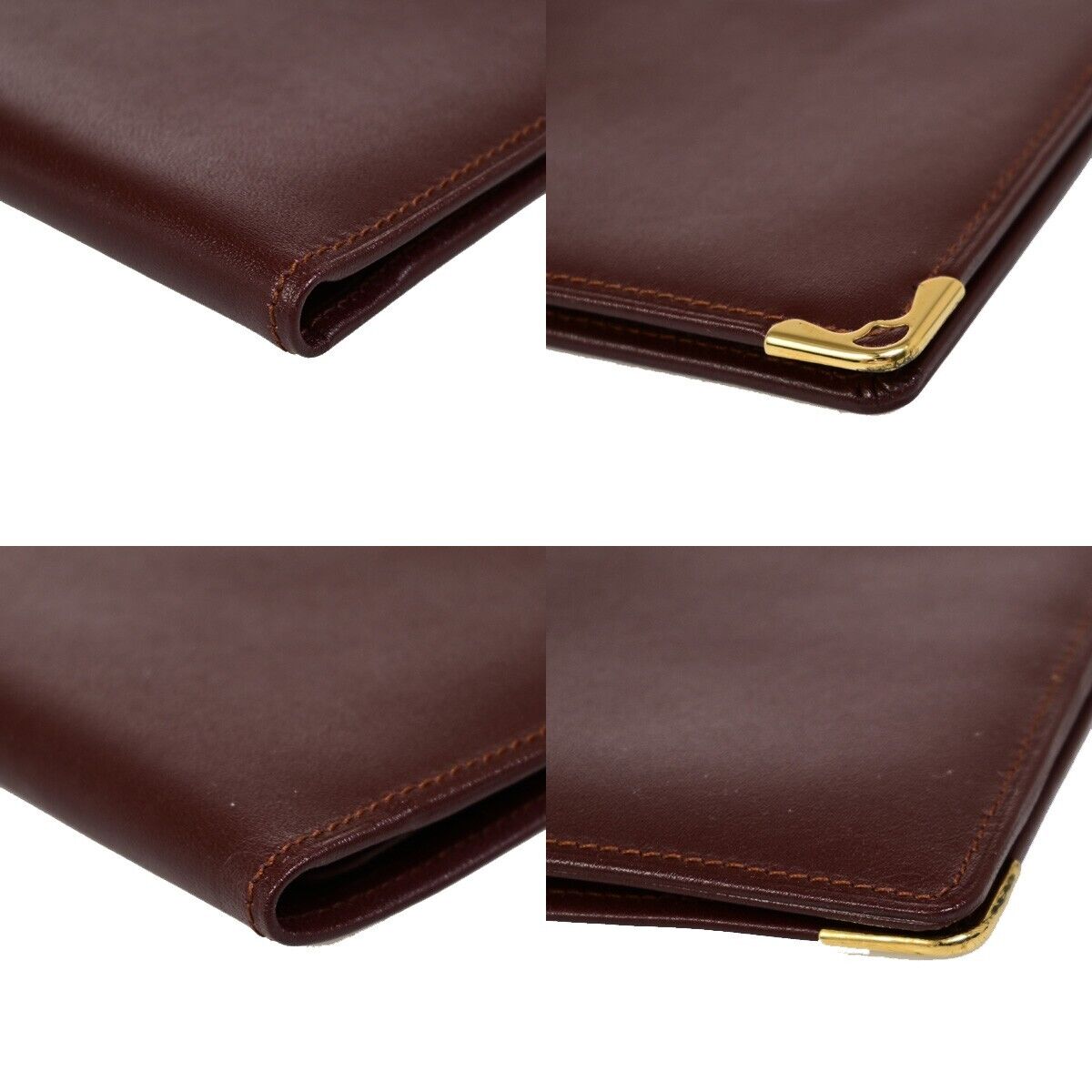 Must De Cartier 2C Logo Vertical Long Bifold Wallet Leather Bordeaux 09EB804